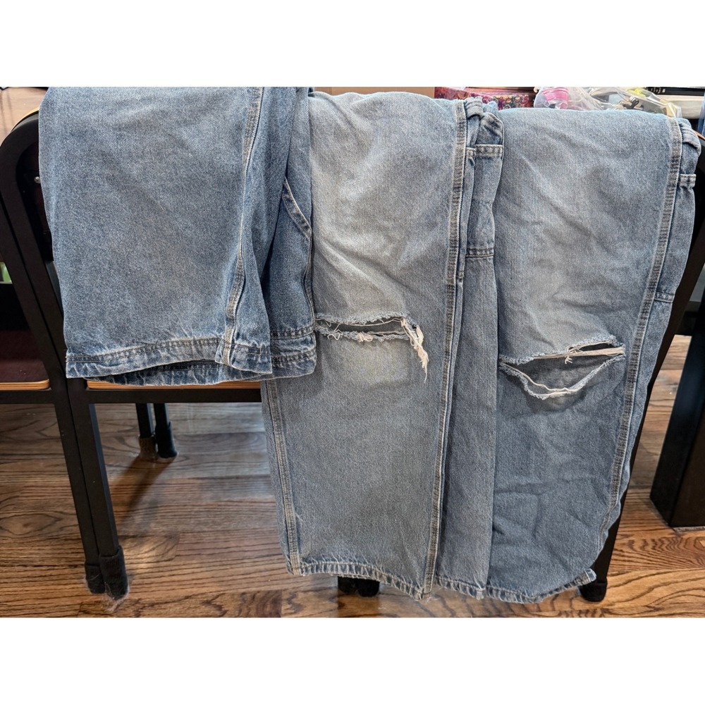 4.12 lbs Scrap Jeans Denim Lot for Upcycling Crafts DIY Blue Carpenter Pants
